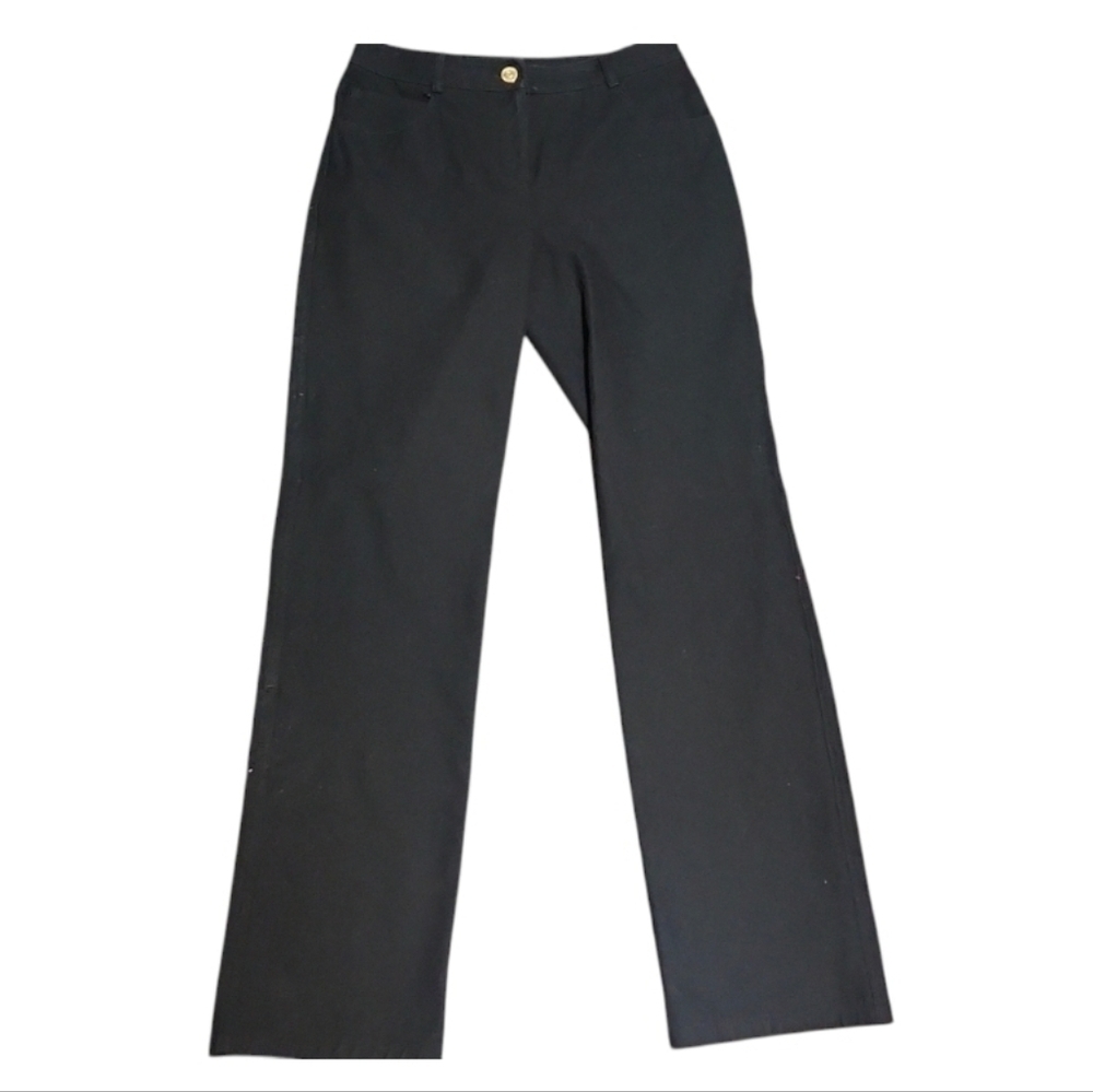 St. John Black Pants with Gold Metal Detail